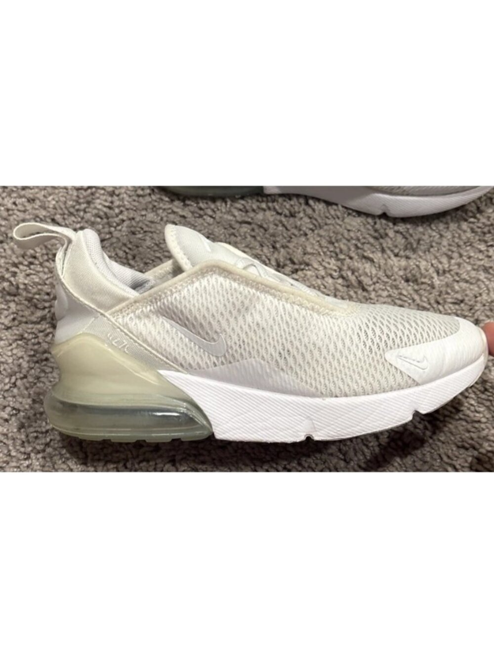 Nike Air Max 270 Size 3Y Shoes White Silver Sneakers AO2372-103 Youth Kids